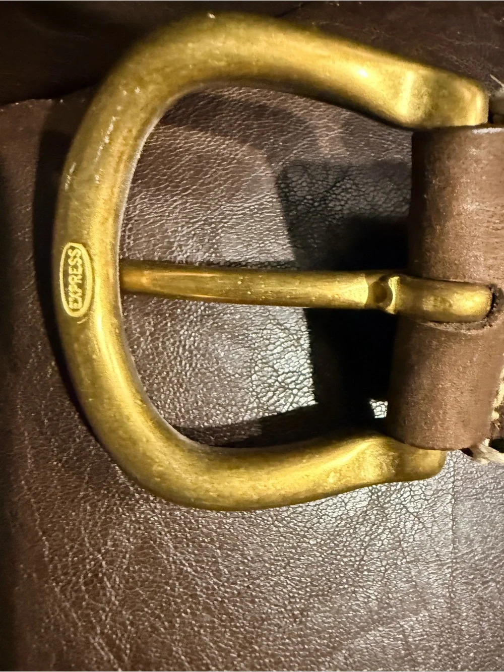 Vintage Never Worn From the Express Brown Leather Belt with White Stitching Sz.S